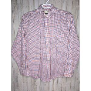 VTG Wrangler Riata Shirt Men Large Blue Orange‎ Plaid Long Sleeve Button-Down